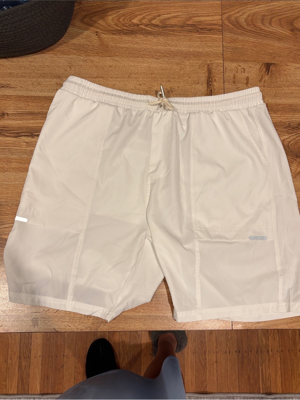 Men's White Athletic Drawstring Shorts